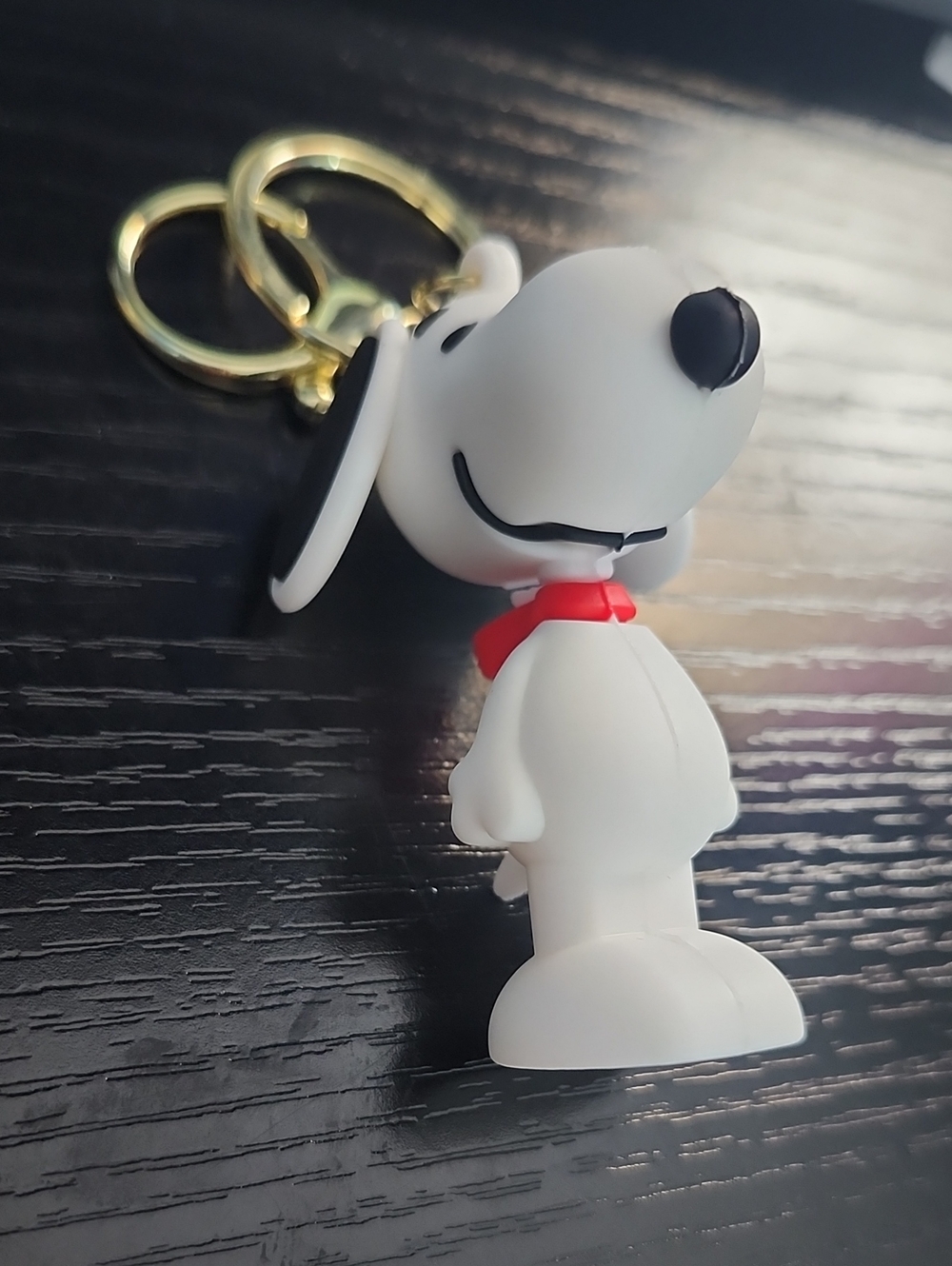 Peanuts Snoopy Inspired White Dog Keychain Bag Charm with Red Collar